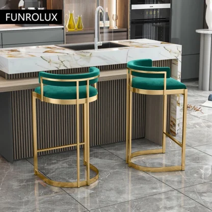 Taburete de Bar de hierro para el hogar, taburete ligero de lujo, sencillo, para mostrador, cocina