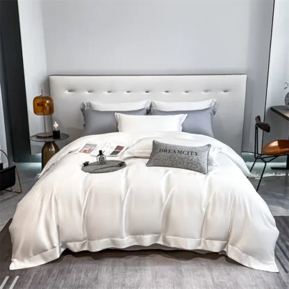 Tencel-Juego de cama minimalista de lujo, ropa de cama blanca de hotel, alta calidad, 100%