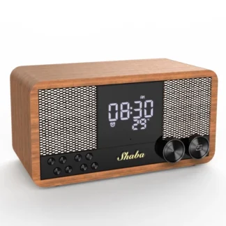 VS-67 altavoces Bluetooth de madera de alta calidad, reloj despertador LED con Radio FM, compatible con tarjeta TF, disco U, reproducción AUX, nuevo producto