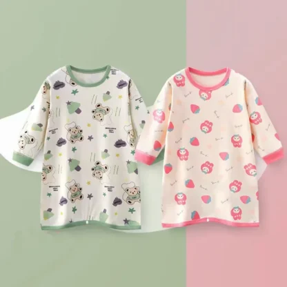 Pijamas con estampado de dibujos animados para niños y niñas, ropa de dormir informal para el hogar, mameluco grueso y cálido para bebés, Otoño e Invierno