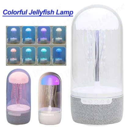Luz nocturna de medusas, Altavoz Bluetooth, estéreo HiFi, lámpara de medusas colorida creativa, altavoz flotante de medusas para decoración del hogar