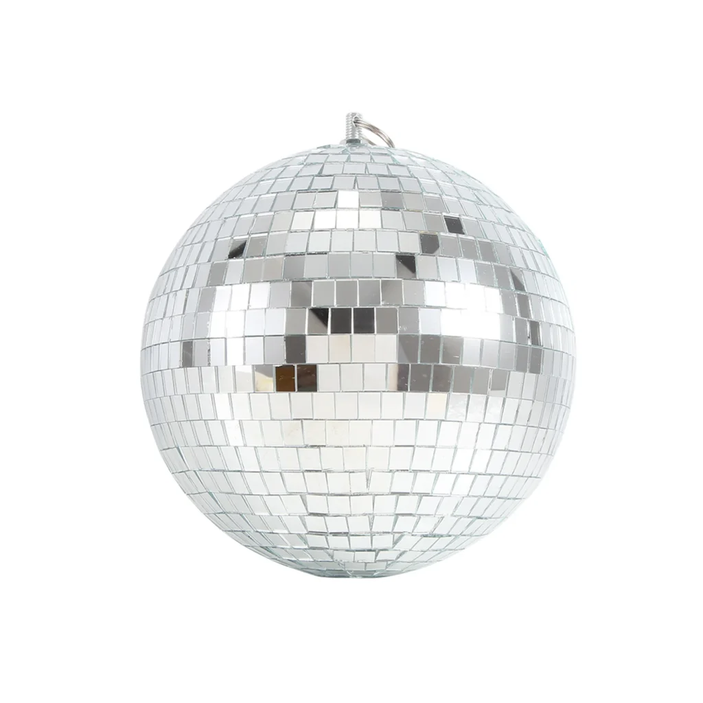 Efecto de iluminación de escenario colorido, 8 pulgadas, 20 cm, espejo de discoteca, bola brillante, decoración navideña plateada
