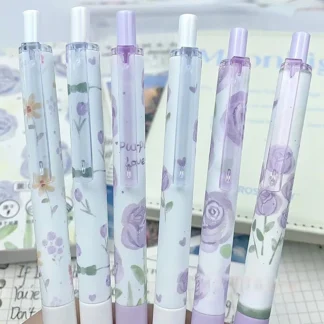 Bolígrafo de Gel de escritura suave, 6 piezas, Kawaii, rosa, creativo, secado rápido, prensado, Neutral, papelería estética, suministros de oficina