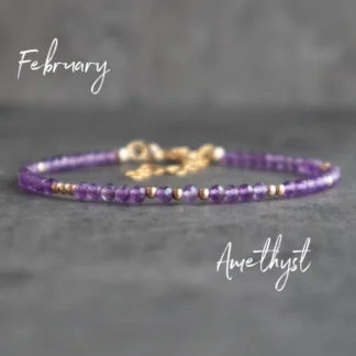 Pulsera de amatista morada, delicada pulsera curativa de amatista, pulseras de piedras preciosas para mujer, regalos de cumpleaños para ella, febrero