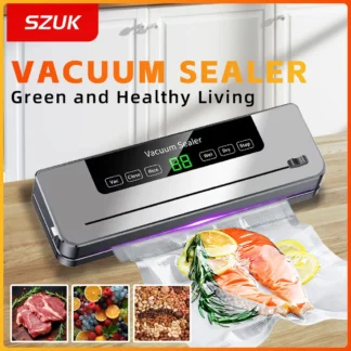 Máquina selladora al vacío eléctrica para envasado de alimentos secos y húmedos, bolsas de sellado al vacío, máquina de envasado al vacío para almacenamiento de alimentos para cocina