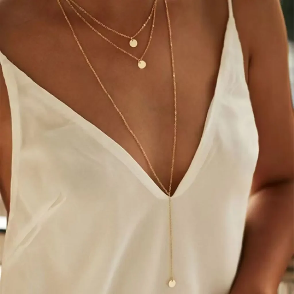 Collar minimalista redondo con cadena de monedas de discoteca, colgante de lentejuelas delicadas, collares multicapa para mujer, regalos de joyería de moda