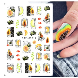 Pegatinas de frutas para manicura, calcomanías de verano para esmalte de Gel, GLSTZCS012-031 deslizantes de uñas, aguacate, Pawpaw