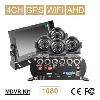 Envío gratis 4 Uds cámara frontal/lateral/exterior impermeable para autobús pantalla de 7 "4CH disco duro Wifi GPS HDD Kits Dvr móviles para coche
