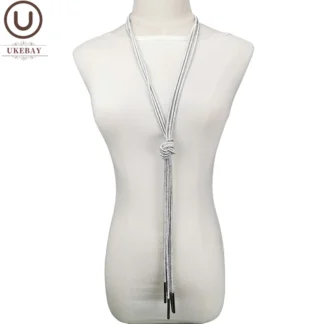 UKEBAY, nuevo collar largo con borlas, collares con colgante para mujer, Color dorado, cadena de suéter de Color plateado, joyería de lujo de diseñador hecha a mano