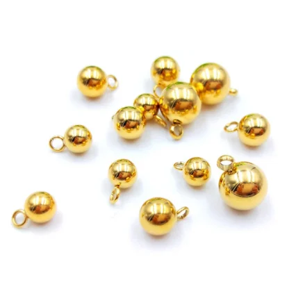 20 unids/lote de colgantes de bolas redondas de acero inoxidable para joyería DIY, fabricación de colgantes simples con extremo de bola, accesorios hechos a mano