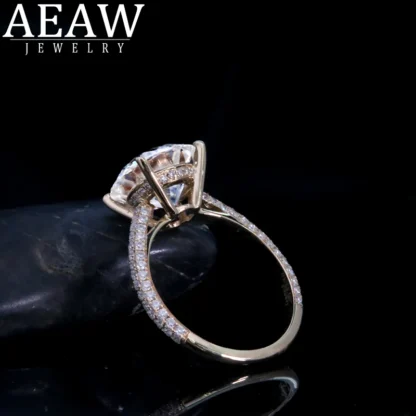 AEAW-anillo de moissanita de oro blanco de 14 quilates para mujer, joyería deslumbrante Original, corte redondo, 1,0 ct, 2,0 ct, 3,0 ct, 4,0 ct