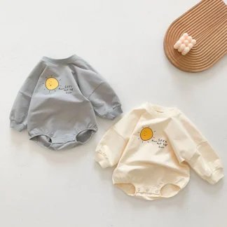 Mono de manga larga con cuello redondo de dibujos animados para niña recién nacida
