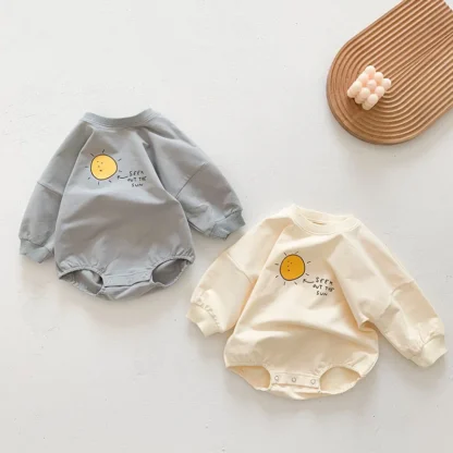 Mono de manga larga con cuello redondo de dibujos animados para niña recién nacida