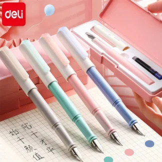 Deli-Juego de pluma estilográfica borrable, papelería Kawaii, 0,3mm, tinta, Sac, Azul, Negro, escuela, negocios, Oficina