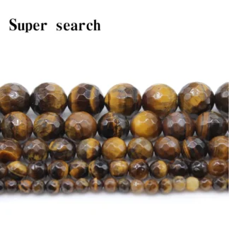 Piedra Natural facetada Ojo de Tigre amarillo, cuentas sueltas redondas de 15 ", hilo de 6, 8 y 10MM, sección de tamaño a elegir o piedra Natural redonda