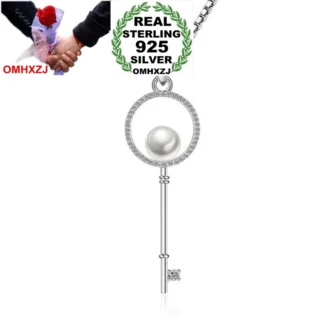OMHXZJ-Colgante de Plata de Ley 925 con perla de concha ABS para mujer y niña, elegante, regalo, PE173, SIN Cadena, venta al por mayor