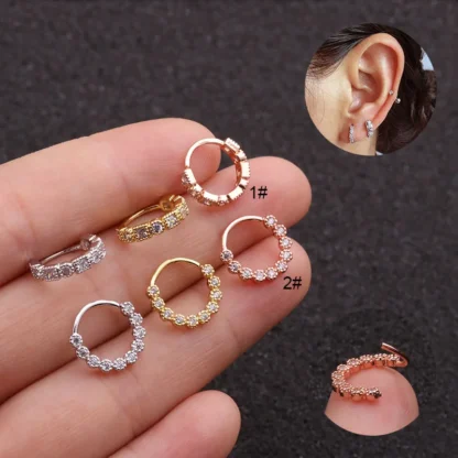 Piercing quirúrgico de acero inoxidable para la nariz, 1 pieza, 316L, Circonia cúbica, tornillo indio colorido, joyería para Piercing