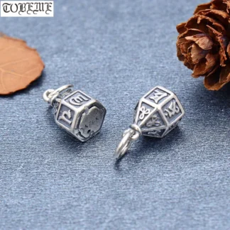 Amuleto tibetano de plata de 100% y 925, amuleto de seis palabras proverbio budista OM Mantra, colgante pequeño, amuleto tibetano de la buena suerte