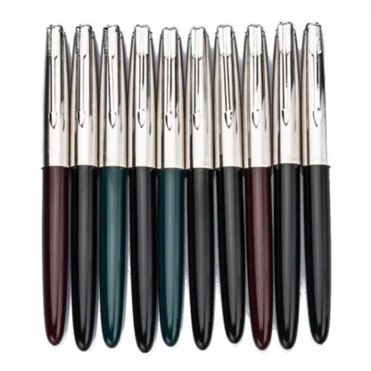 Juego de pluma estilográfica clásica Hero 616, tapa de acero inoxidable, calidad auténtica, bolígrafo de tinta Extra fino 0,38, suministros para regalo de escritura, 10 Uds.