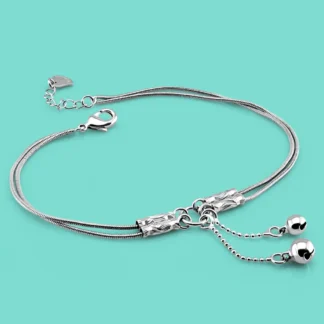 Nueva joyería minimalista de verano, tobillera de Plata de Ley 925, pulsera de doble campana para mujer, joyería para tobillo, accesorios de playa
