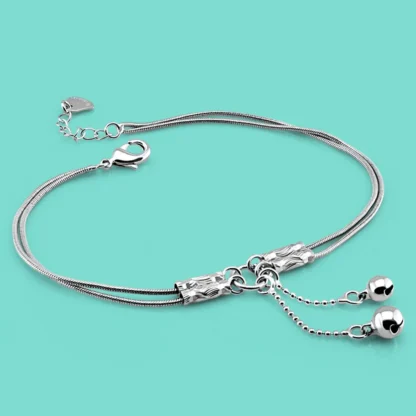 Nueva joyería minimalista de verano, tobillera de Plata de Ley 925, pulsera de doble campana para mujer, joyería para tobillo, accesorios de playa
