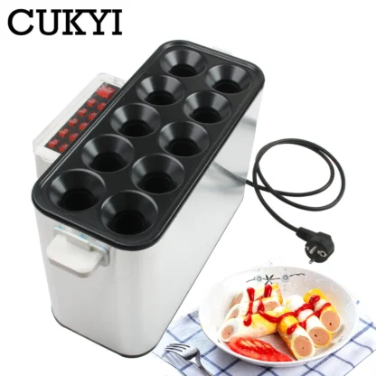 110V 220V 10 agujeros comercial antiadherente huevo horneado fabricante de salchichas Hotdog máquina para hornear rollo de huevo tortilla maestro lavable