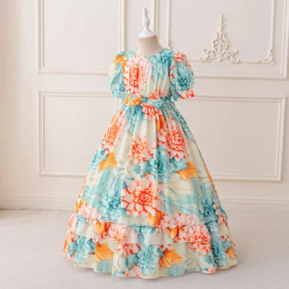 2025 ropa elegante para niños, vestidos de flores de verano para niñas, ropa de moda, bata árabe de Dubái, disfraces de fiesta Eid para niños