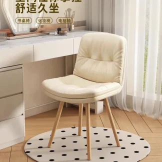 Silla de maquillaje de lujo para el hogar, sillón con respaldo de madera maciza, moderno y minimalista