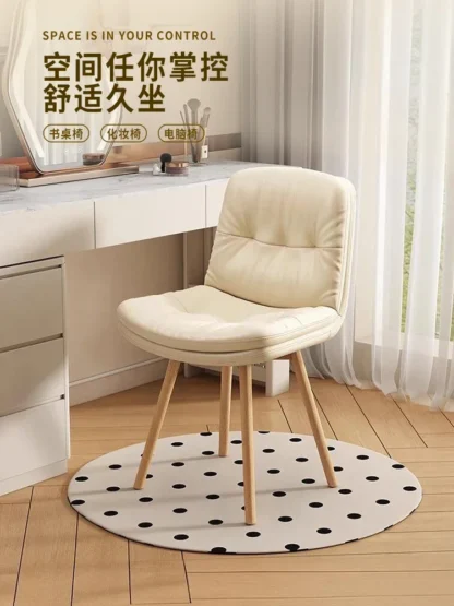 Silla de maquillaje de lujo para el hogar, sillón con respaldo de madera maciza, moderno y minimalista
