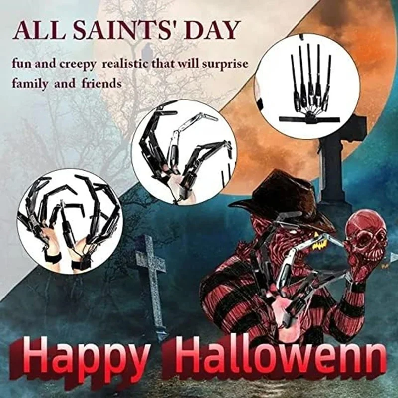 N99r dedos articulados de halloween, dedos falsos aterradores, manos de esqueleto, accesorios de garra de fantasma de terror realista, guante de dedo para Cosplay