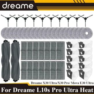 Ajuste para Dreame L10s Pro Ultra Heat RLL82CE, Dreame X30 Ultra, Mova E30 Ultra piezas filtro de Cepillo Lateral principal paño de mopa bolsa de polvo