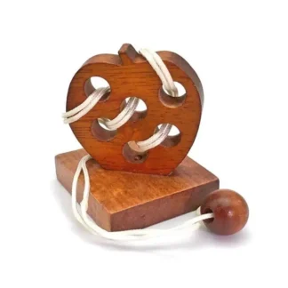 Rompecabezas de cuerda de madera estimulante de la mente en forma de manzana, juego de rompecabezas de cuerda lógica mental para adultos y niños