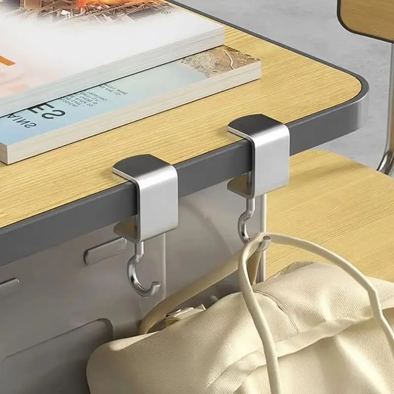 1/2/4 piezas 360 ° Ganchos de mesa giratorios de acero: instalación desmontable y no destructiva para escritorios de oficina, dormitorios escolares