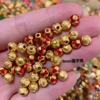 Cuentas de deseos de oro puro de 24 quilates, cuentas sueltas de oro duro 3d, accesorios de joyería de oro para cordón de mano
