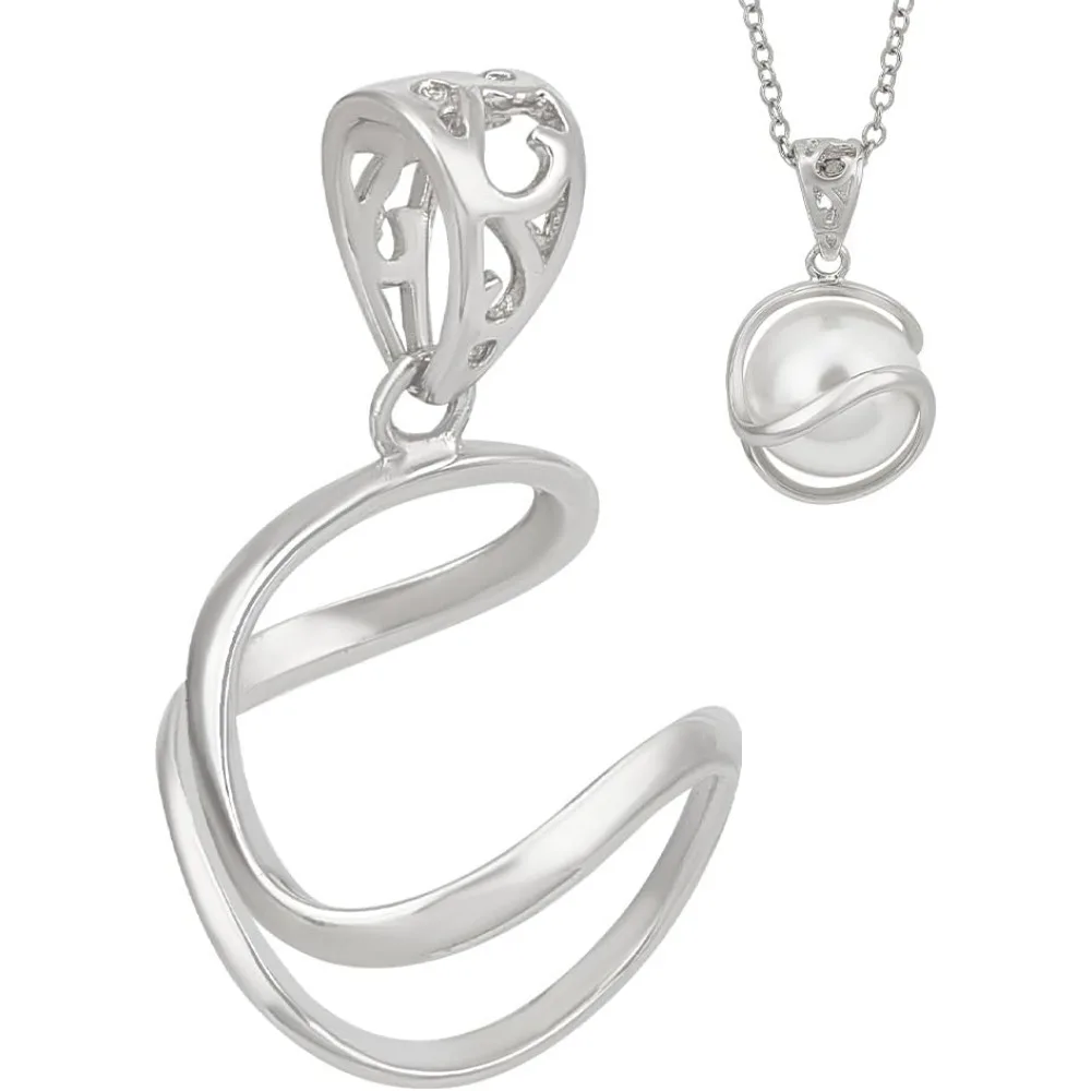 Colgante de platino auténtico chapado en plata de ley 925, ajuste en blanco, cuentas de 10mm, ajustes de colgantes de Metal, kit de fabricación de colgantes hecho a mano