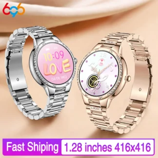 Reloj inteligente deportivo para mujer, pulsera con llamadas y Bluetooth, control del ritmo cardíaco 24H, carga inalámbrica, 1,28 pulgadas