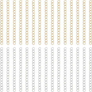 Extensión de cadena dorada de aproximadamente 100 Uds., 2 colores, collar de acero inoxidable, pulsera, tobillera, cadena extensora, kit de fabricación soldado