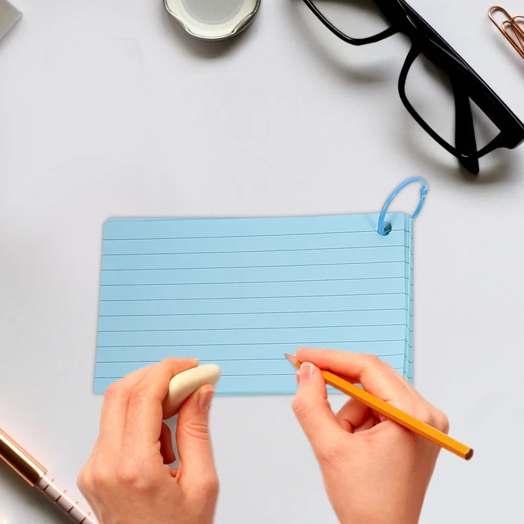 Notas de tarjetas de índice Tarjetas portátiles en blanco forradas simples con carpeta