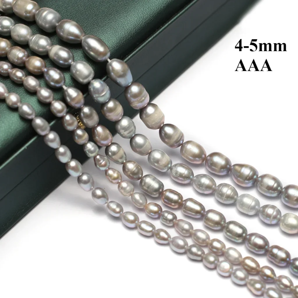 Perlas grises naturales de agua dulce 3A de 4-5mm, cuentas con forma de arroz, regalo de alta calidad, joyería para mujer, accesorios para pulsera y collar DIY