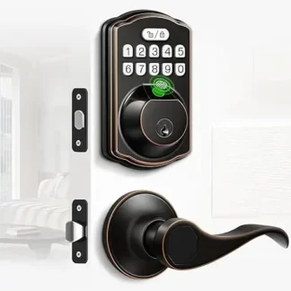Cerradura de puerta de entrada sin llave, cerrojo de teclado electrónico, cerradura de puerta delantera con manija, cerradura de puerta con huella dactilar