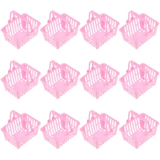 Mini cesta de compras de mano para niños, casa de muñecas de plástico, cestas de juguetes, 12 Uds.