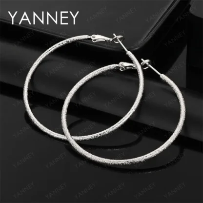 Pendientes finos redondos de Plata de Ley 925 de 50mm para mujer, accesorios elegantes de lujo para fiesta, joyería de boda de moda