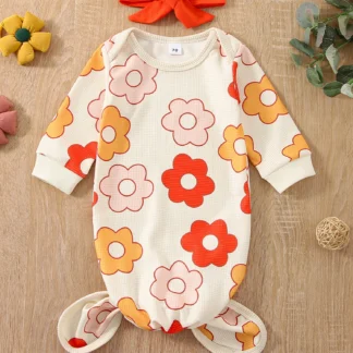 Adorable saco de dormir sin mangas con estampado de oso y diadema a juego para niñas, conjunto de dos piezas suave y acogedor