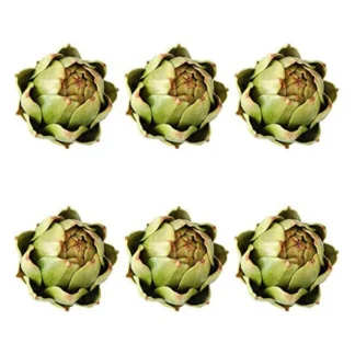 T35C Paquete de 6 verduras y frutas artificiales de alcachofra para decoración de mesa de boda en el hogar (verde)