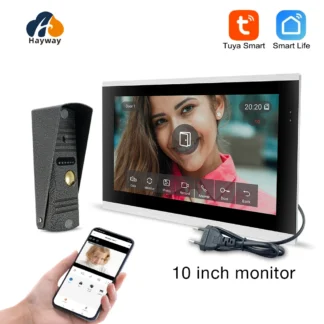 Tuya 1080P 10 pulgadas pantalla táctil a color cámara inalámbrica WiFi timbre aplicación inteligente intercomunicador kit con detección móvil,