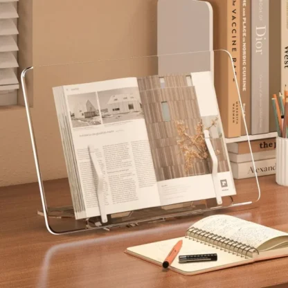 Soporte de acrílico para libros con 13 ángulos de inclinación ajustables, cómoda lectura, soporte multifuncional para ordenador portátil, bandeja antiflexión estable