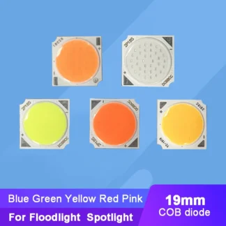 Luz LED COB de tamaño pequeño, 240mA, azul, verde, amarillo, rojo y rosa + base cuadrada de 19 mm