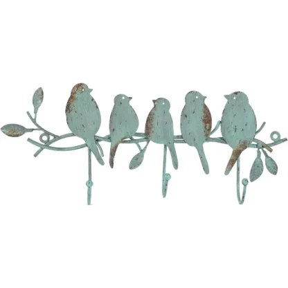 Perchero de pared de Metal Vintage con 3 ganchos, colgador de ramas de árbol y pájaros, soporte para llaves, organizador de pared para sombreros, toallas y tela