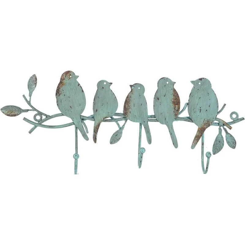 Perchero de pared de Metal Vintage con 3 ganchos, colgador de ramas de árbol y pájaros, soporte para llaves, organizador de pared para sombreros, toallas y tela