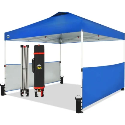 Tienda con dosel, refugio emergente portátil para exteriores de 10 x 10 pies con 2 paredes medias laterales, 1 cerradura central de empuje, protección UV